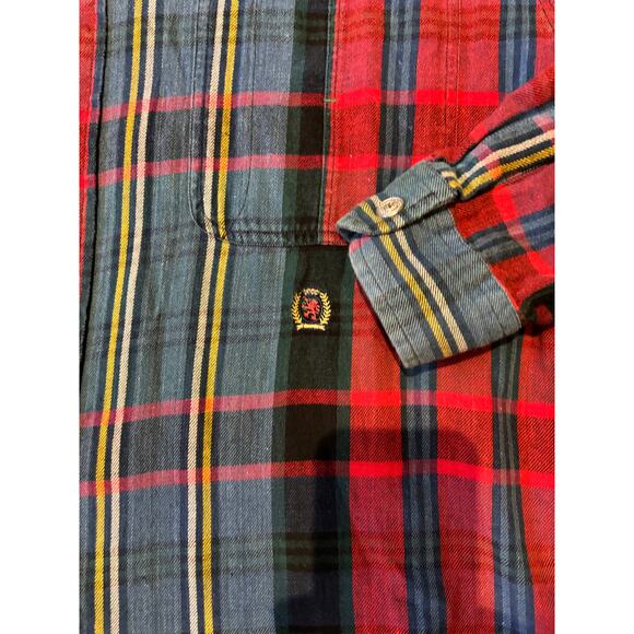 VTG '90's Tommy Hilfiger Blue & Red LS Plaid Shirt Denim, Cotton, Size Lg. - Picture 4 of 5